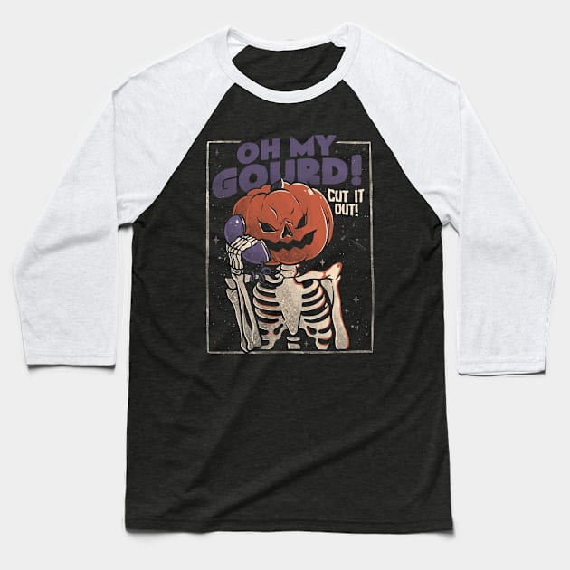 Oh My Gourd - Evil Halloween Pumpkin Skull Gift Baseball T-Shirt by eduely